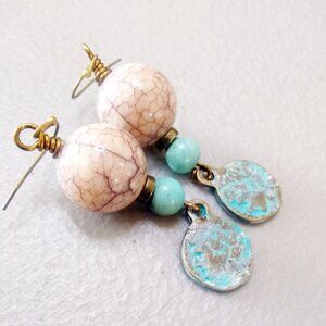 Bodacious Boho & Chunky - Lightweight Verdigris Patina Coin Dangle Earrings!